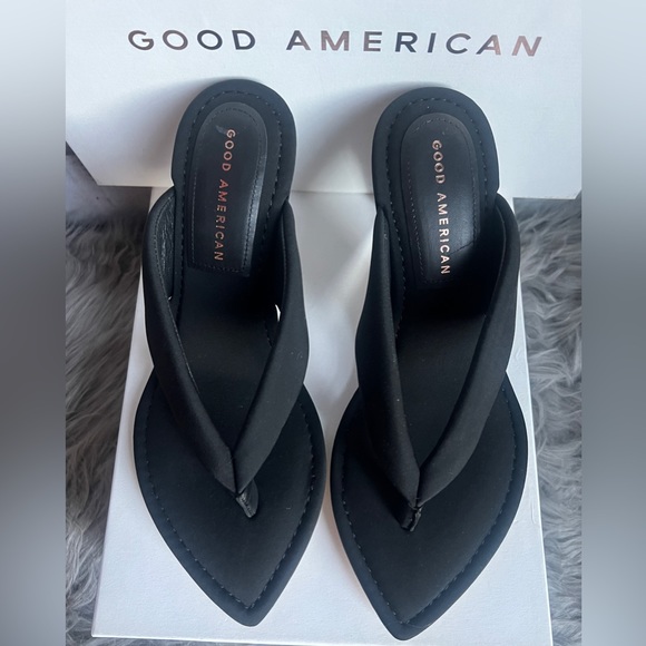 GOOD AMERICAN NEW CINDER F*CKING -RELLA  THONG WEDGE - Picture 9 of 16